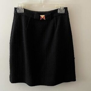Kate Spade Textured Black Bow Back Mini Skirt